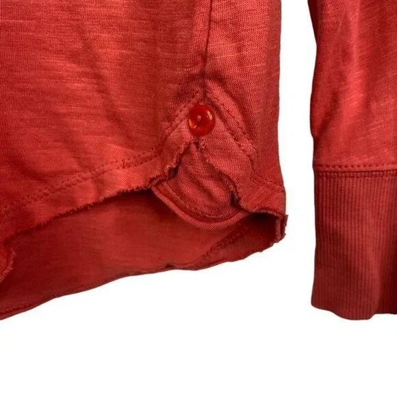 LITTLE YELLOW BUTTON BY ANTHROPOLOGIE HEATHERED RUST ORANGE LONG SLEEVE TOP XXSP - Picture 4 of 7